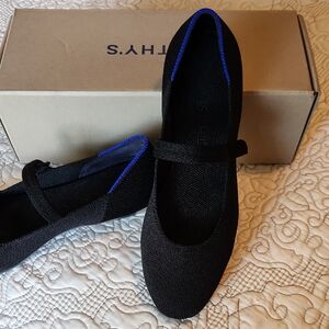 Rothy's Black Flats with Blue Trim